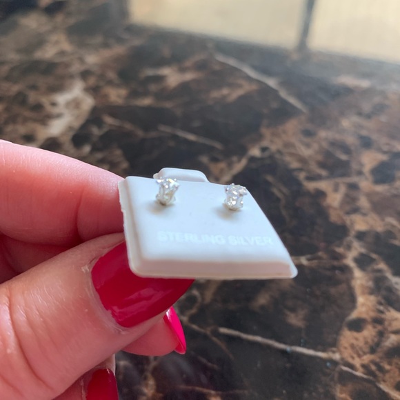 Tiny cubic zirconia earrings.  NWOT - Picture 5 of 7